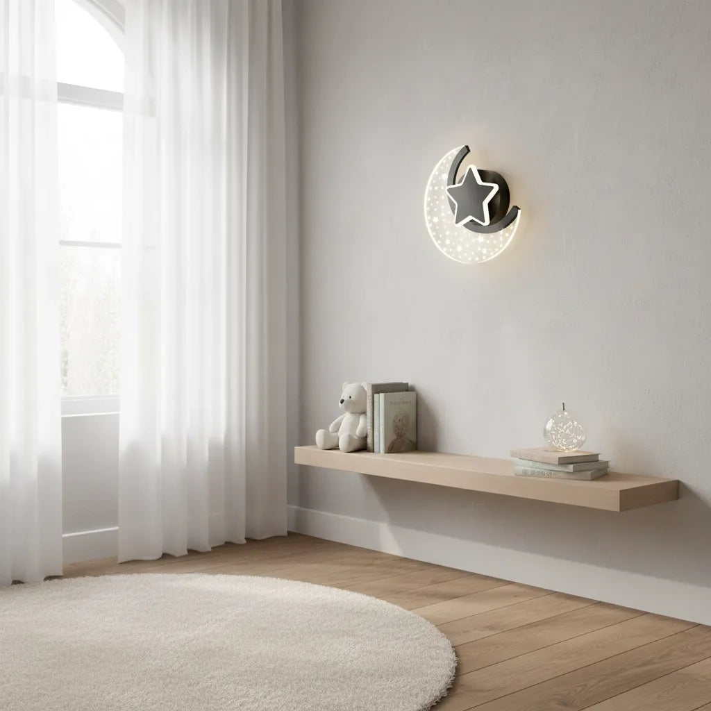 Applique Murale Enfant Lune Étoilée