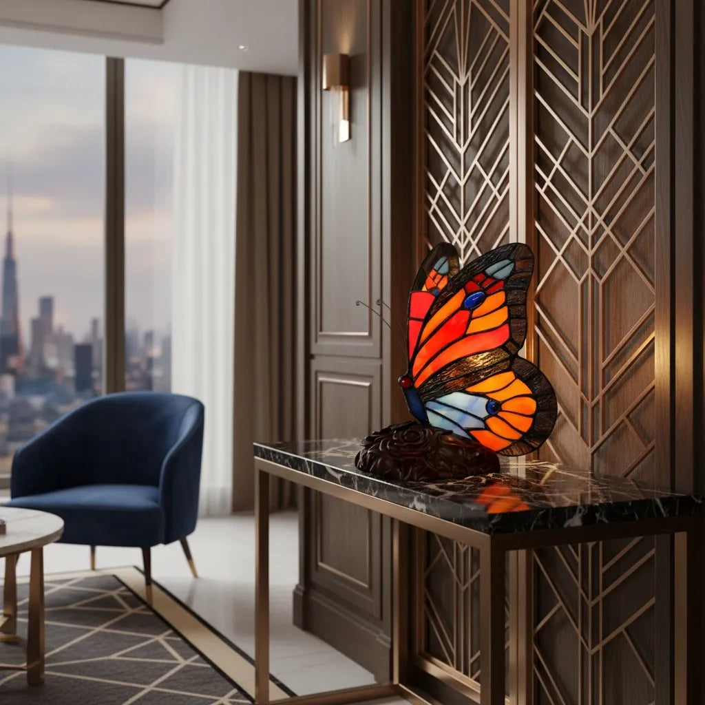 Lampe Art Deco Tiffany Papillon