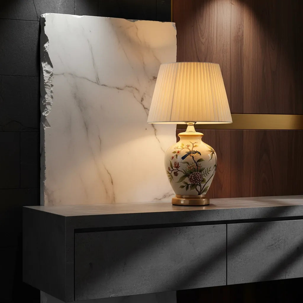 Lampe Céramique Fleurie