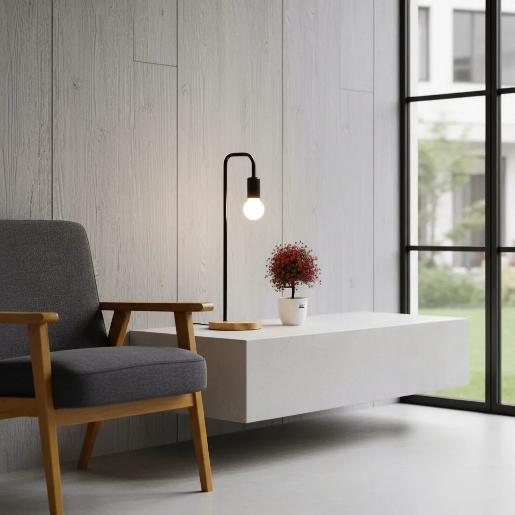 Lampe de Chevet Bois et Métal Noir