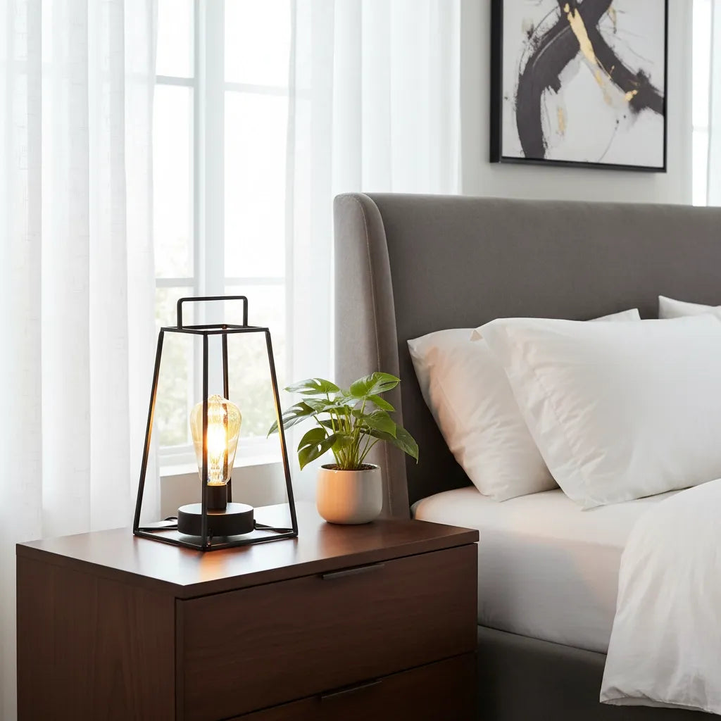 Lampe de Chevet Noir Industriel