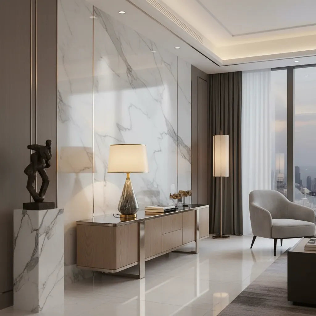 Lampe Pied Marbre Vintage