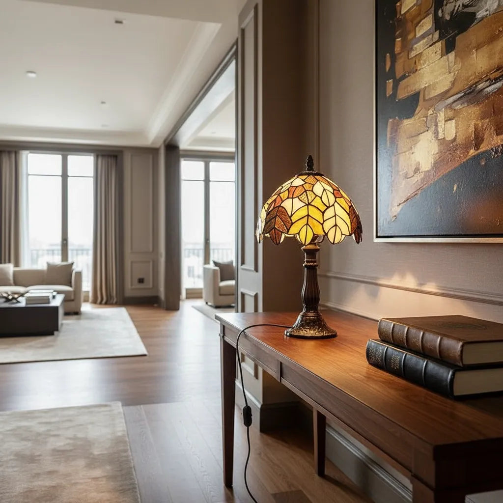 Lampe Tiffany Feuillage Doré