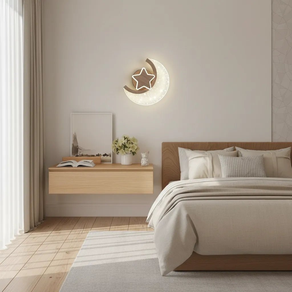 Applique Murale Enfant Lune Étoilée