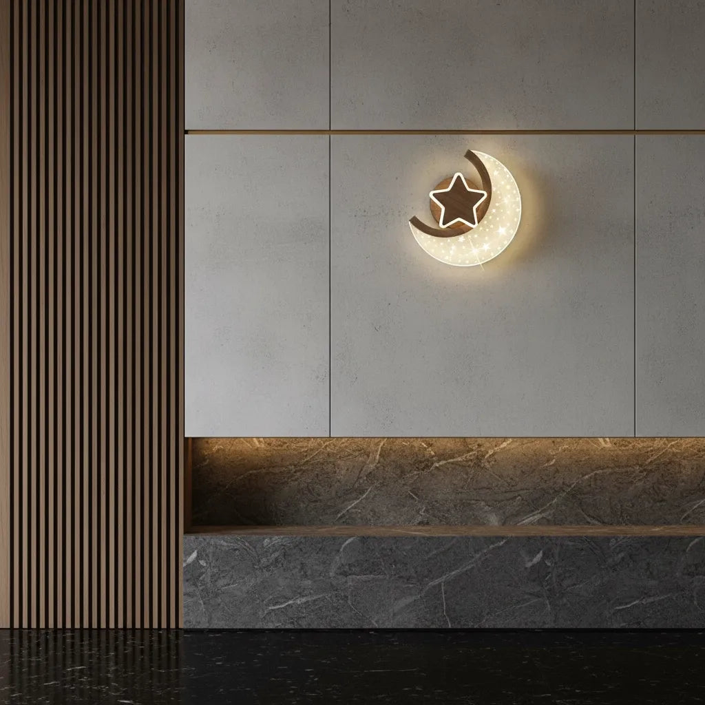 Applique Murale Enfant Lune Étoilée