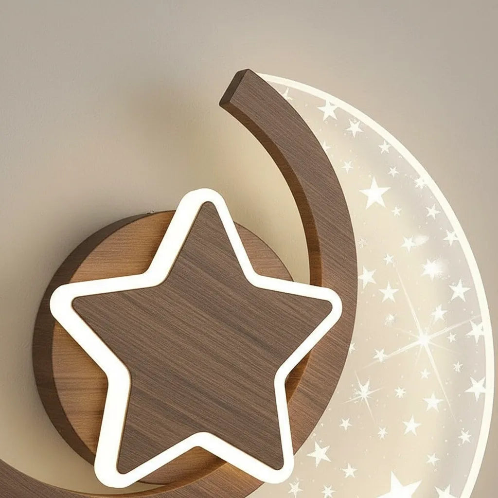 Applique Murale Enfant Lune Étoilée