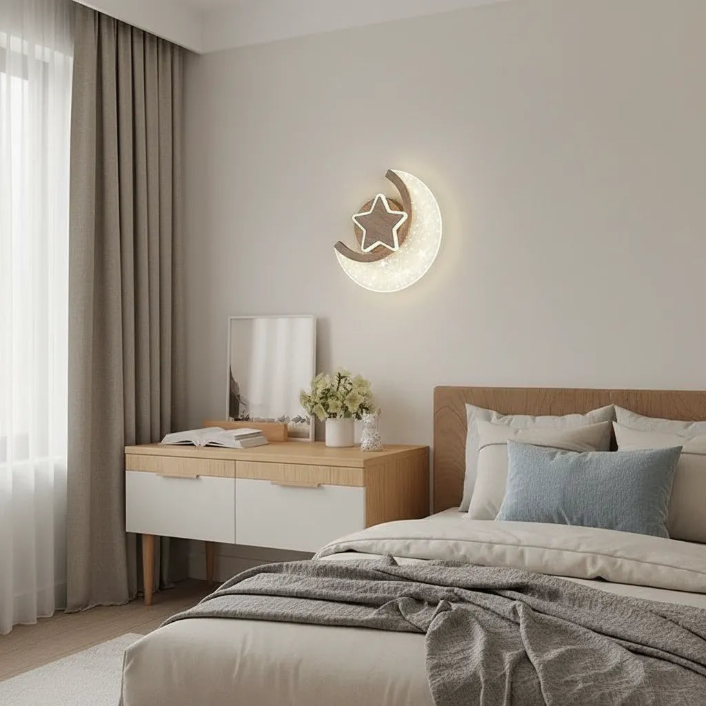 Applique Murale Enfant Lune Étoilée