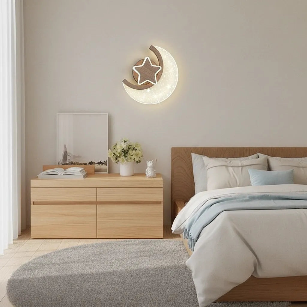 Applique Murale Enfant Lune Étoilée