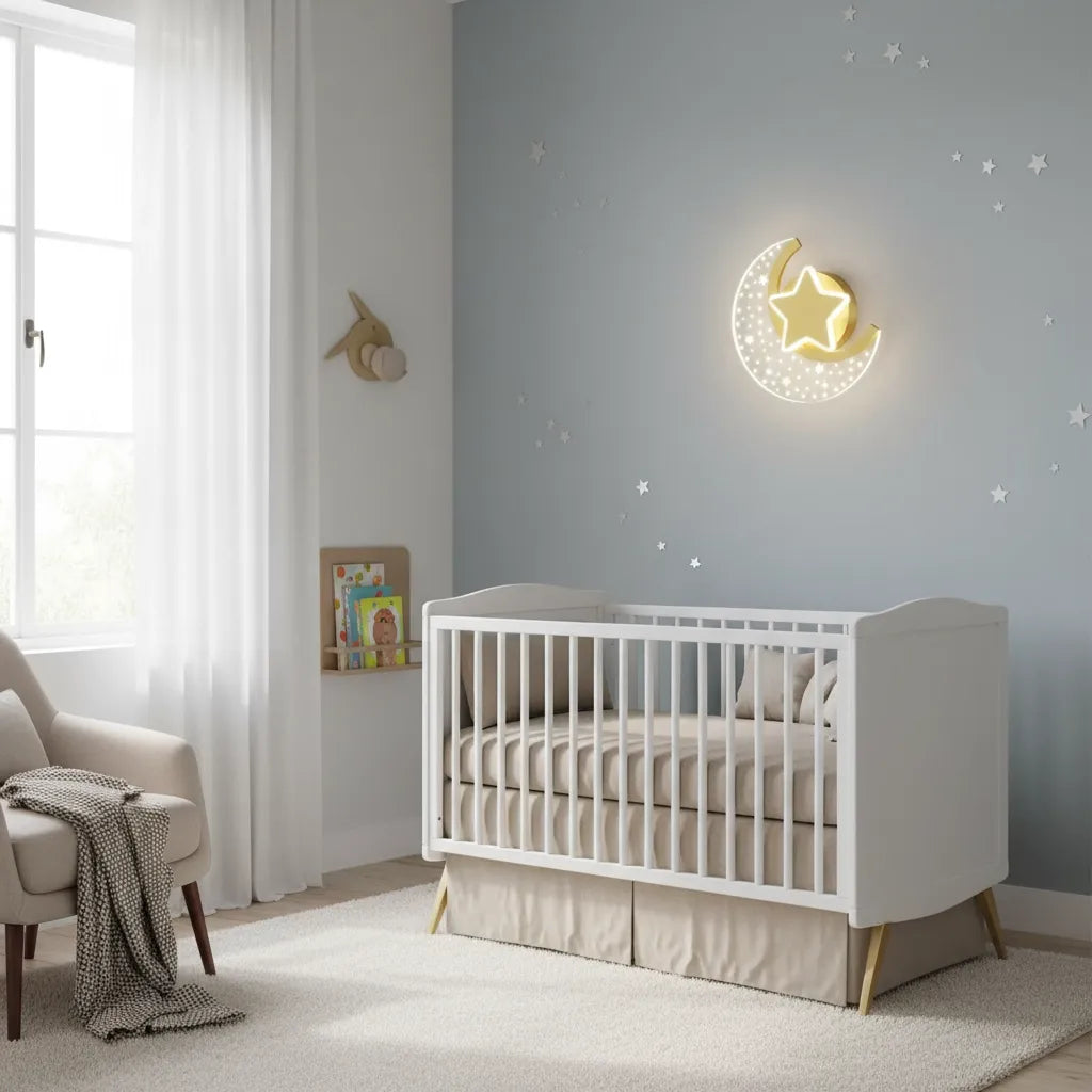 Applique Murale Enfant Lune Étoilée