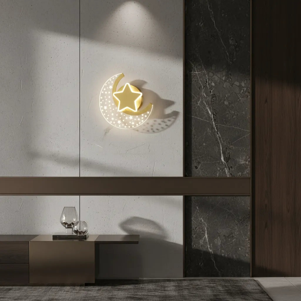 Applique Murale Enfant Lune Étoilée