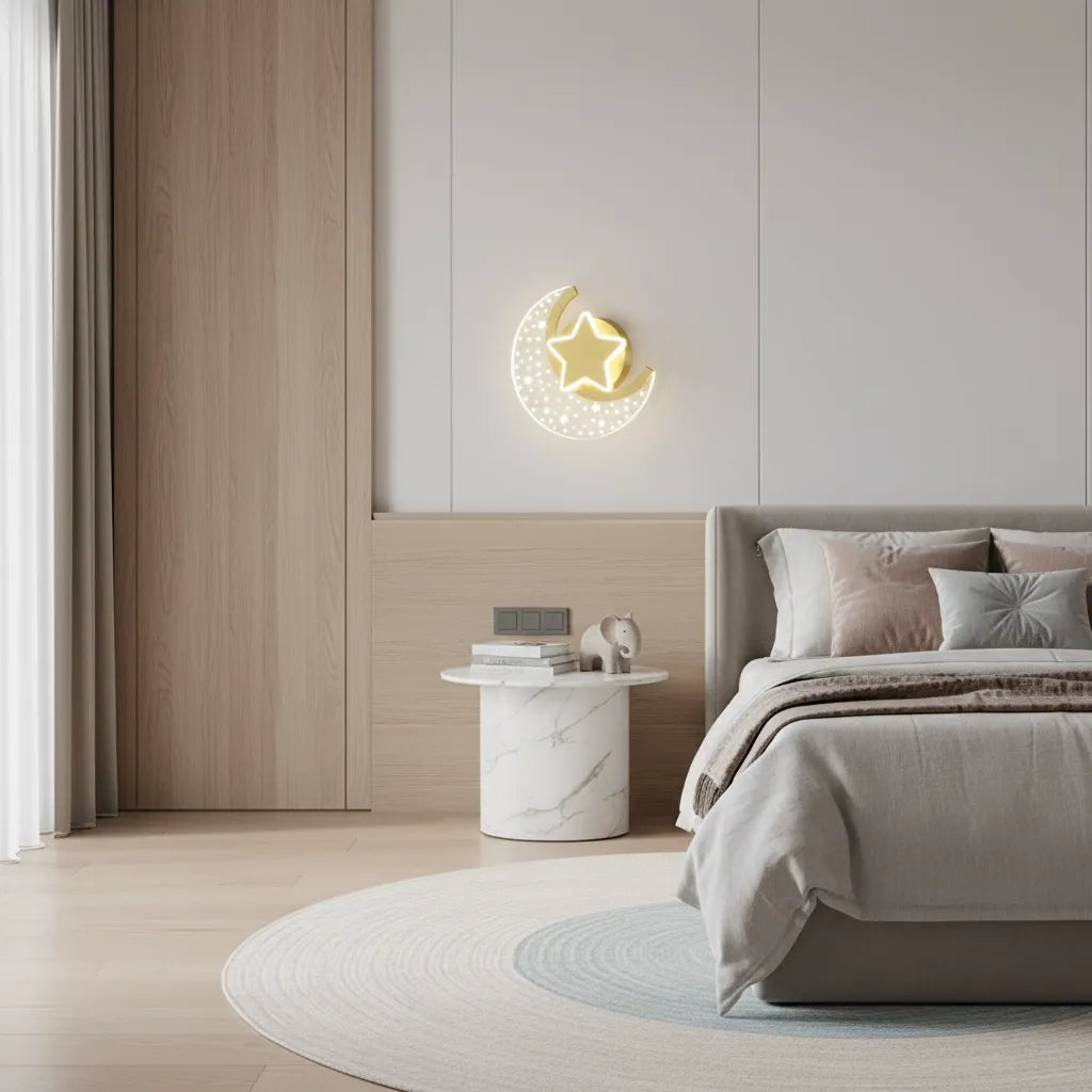 Applique Murale Enfant Lune Étoilée