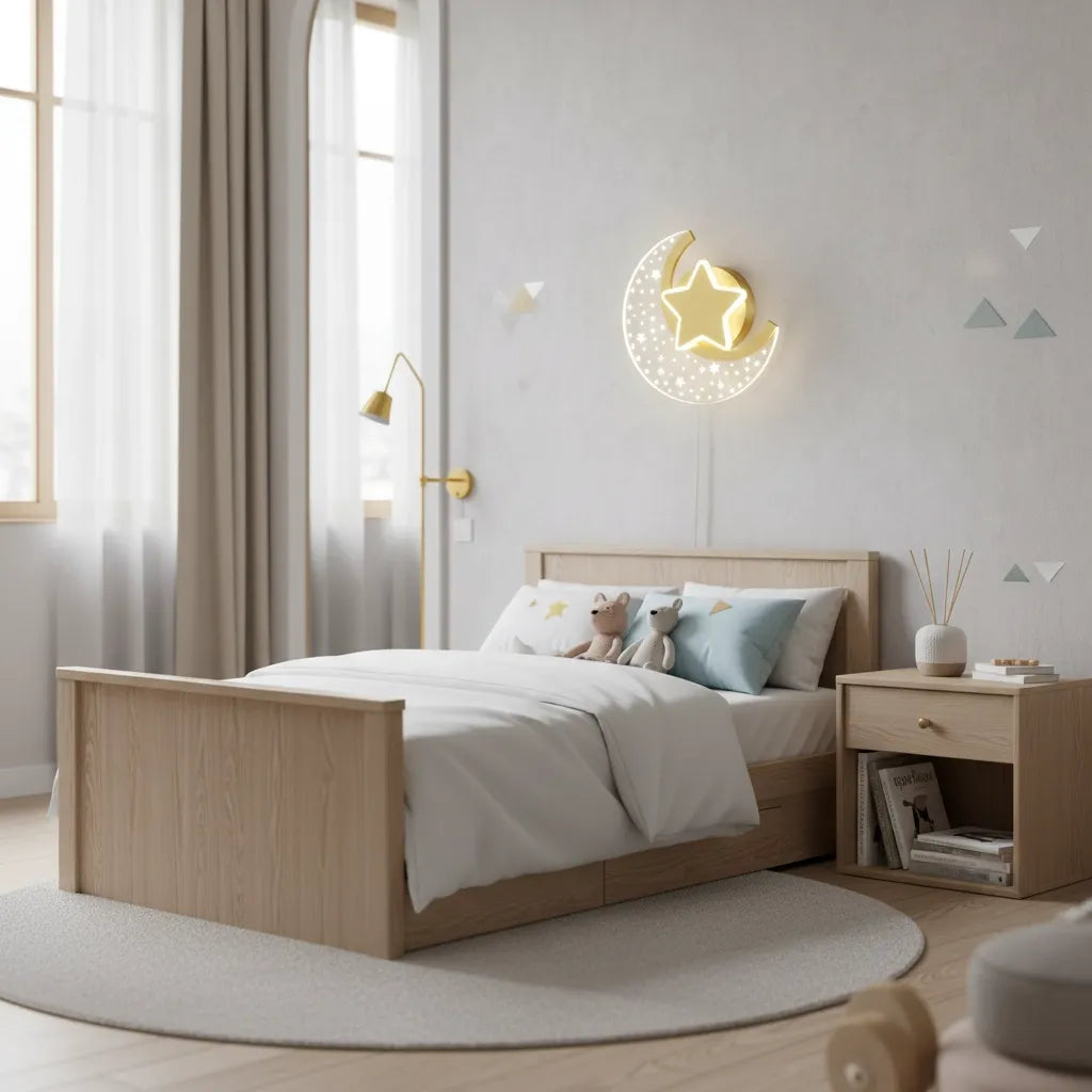 Applique Murale Enfant Lune Étoilée