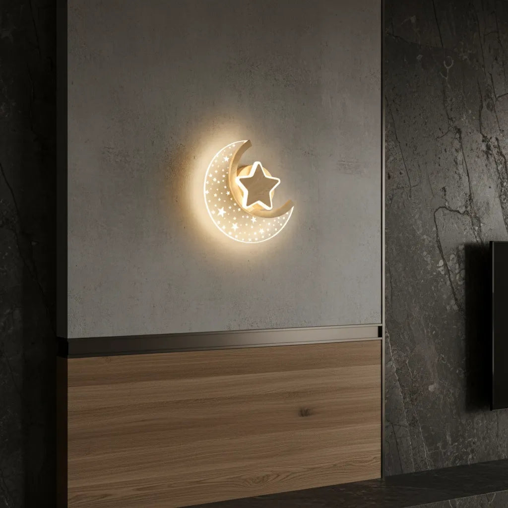 Applique Murale Enfant Lune Étoilée