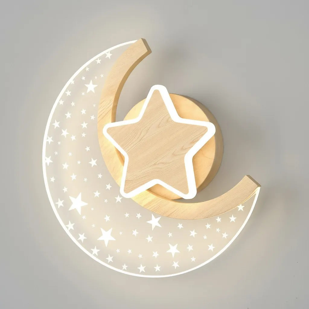 Applique Murale Enfant Lune Étoilée
