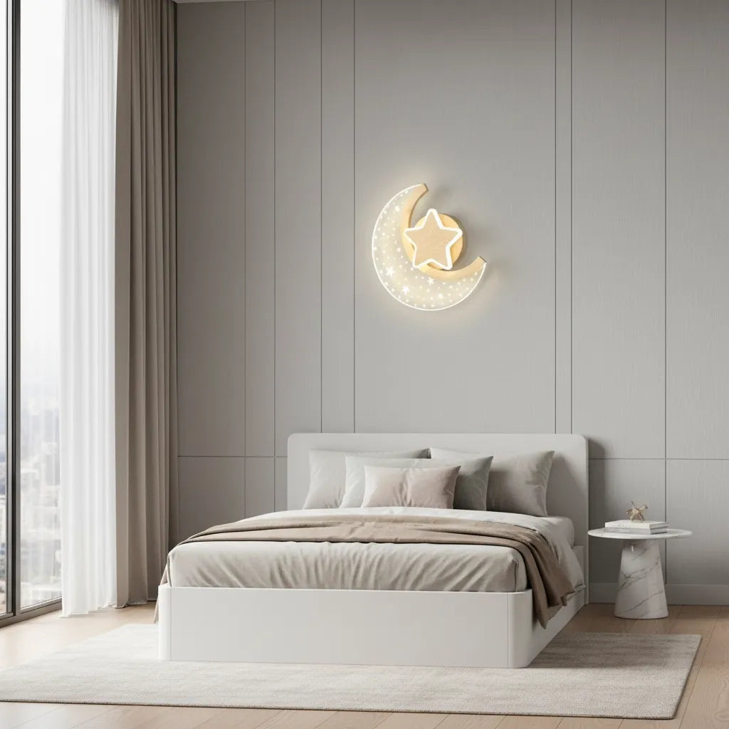 Applique Murale Enfant Lune Étoilée