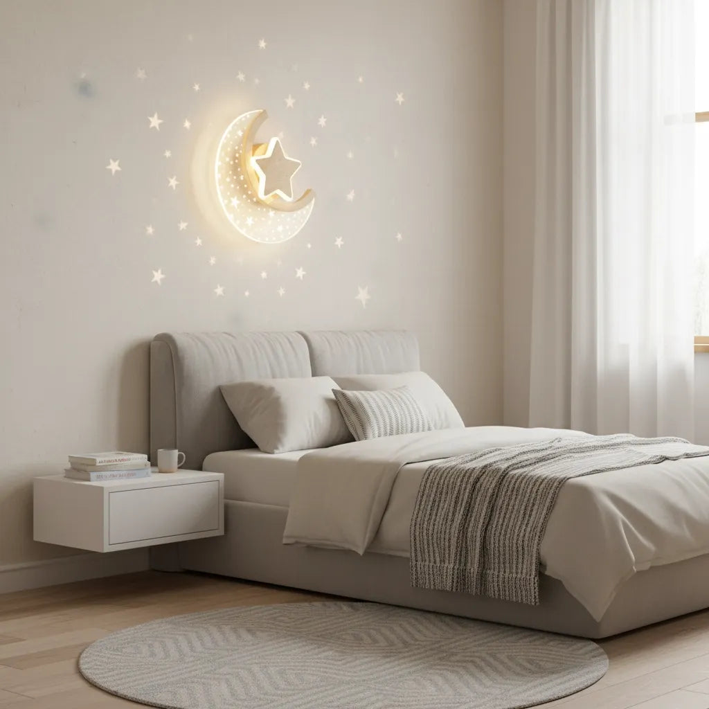Applique Murale Enfant Lune Étoilée
