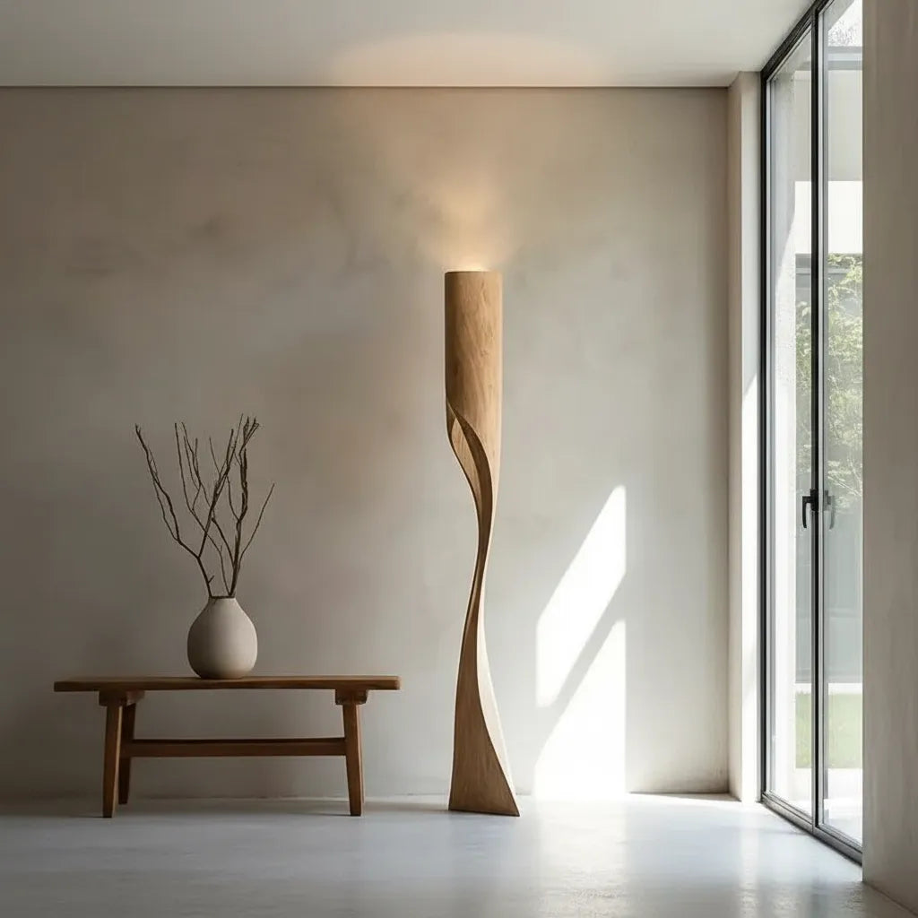Lampadaire Design en Bois