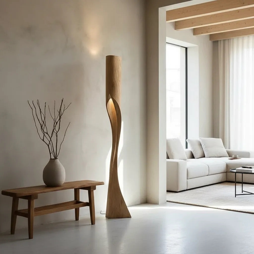 Lampadaire Design en Bois