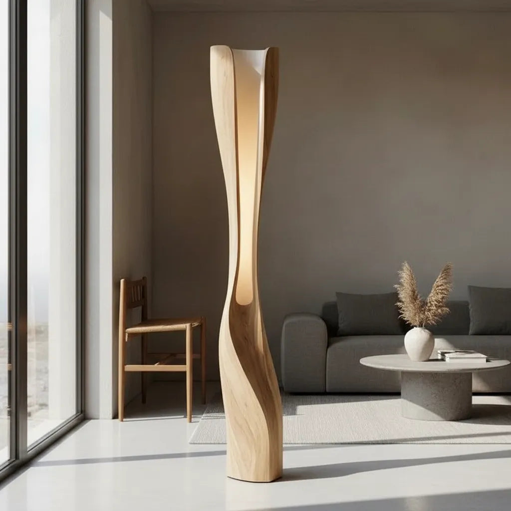 Lampadaire en Bois Naturel