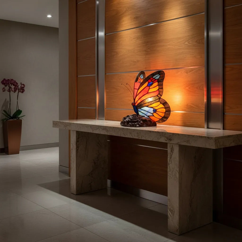 Lampe Art Deco Tiffany Papillon