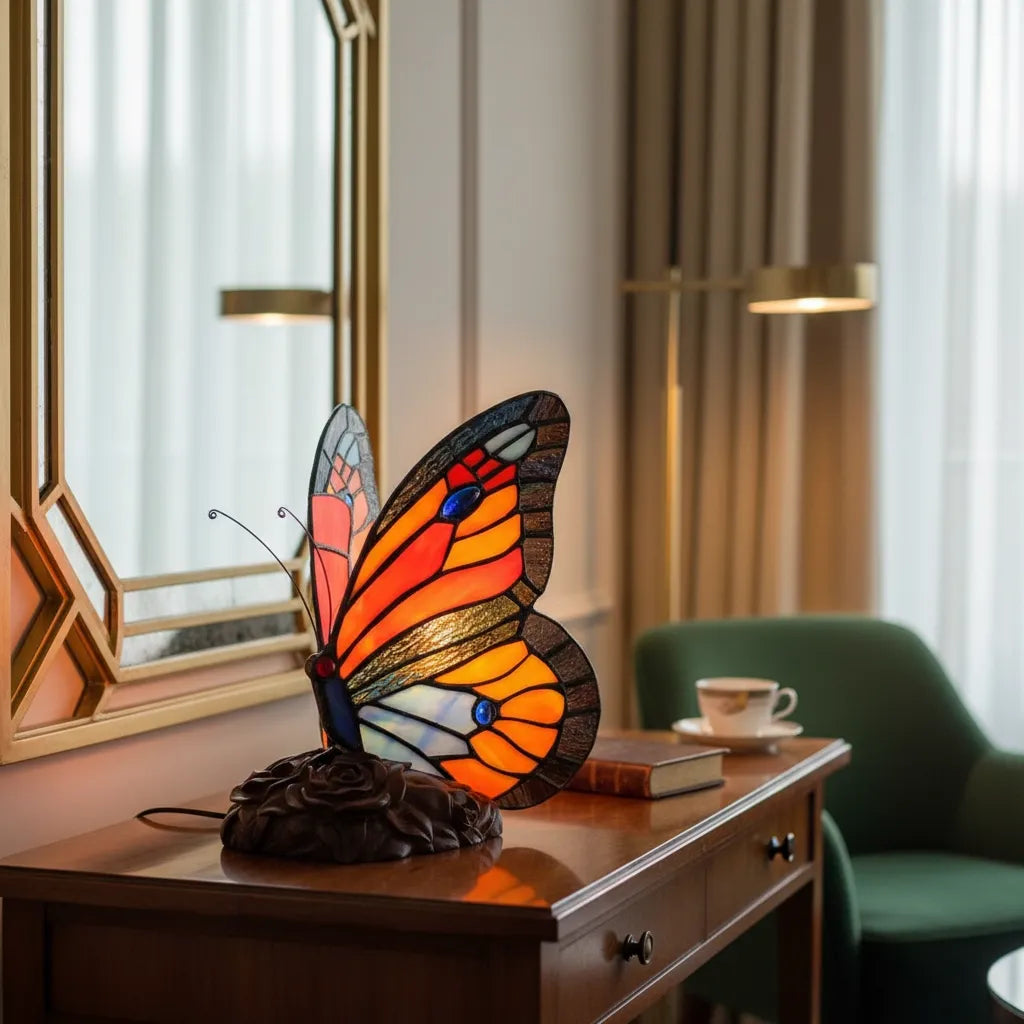 Lampe Art Deco Tiffany Papillon