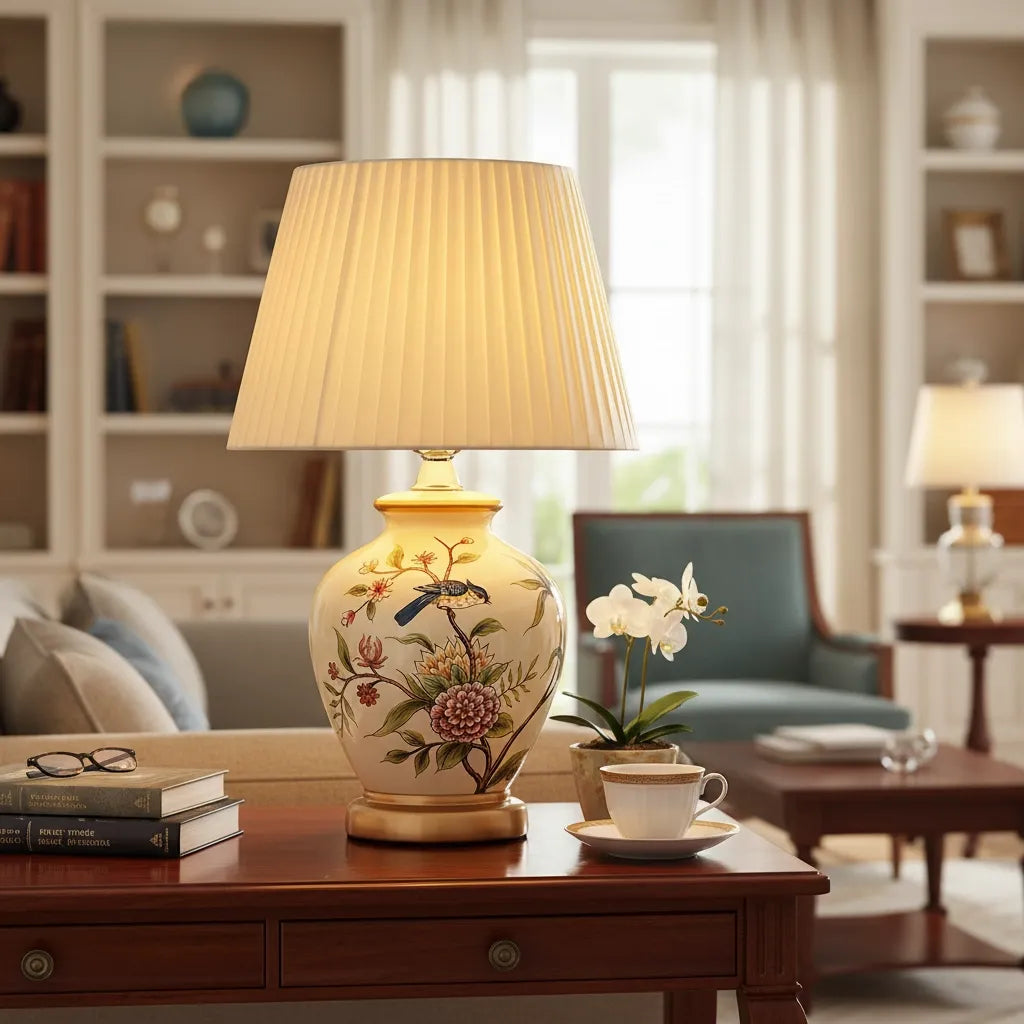 Lampe Céramique Fleurie