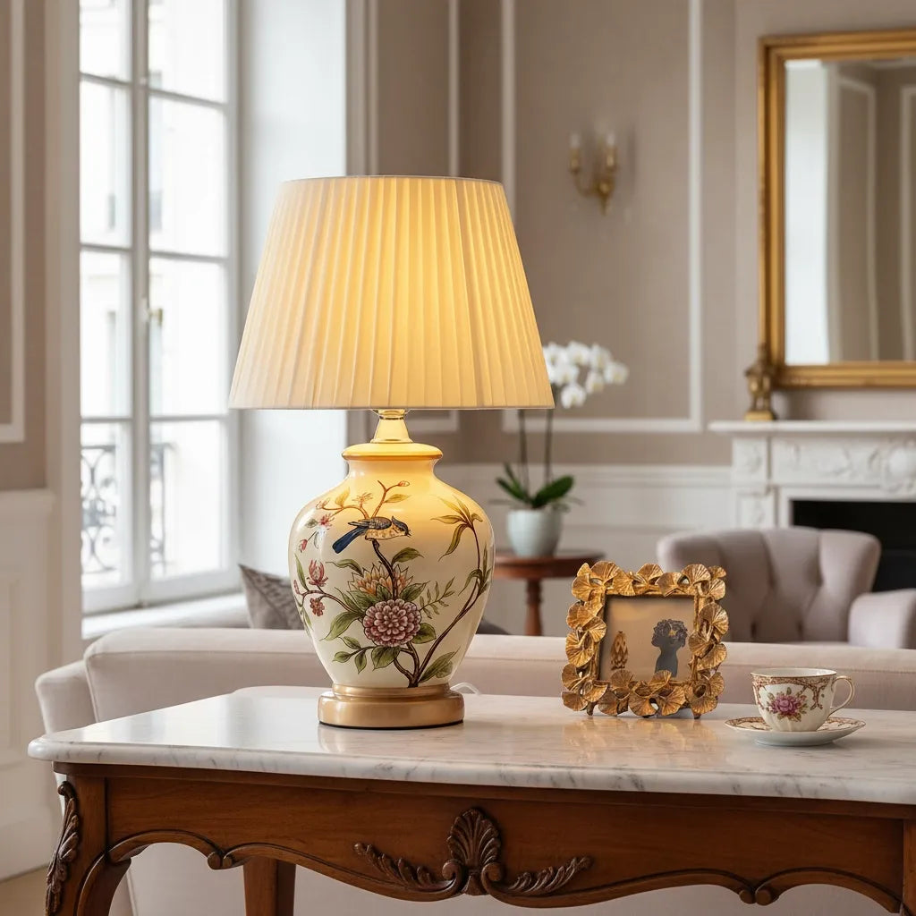 Lampe Céramique Fleurie