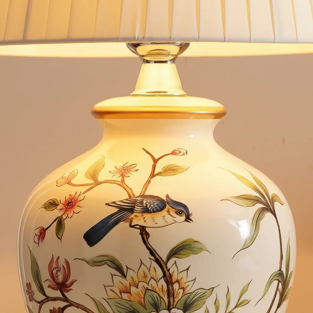 Lampe Céramique Fleurie