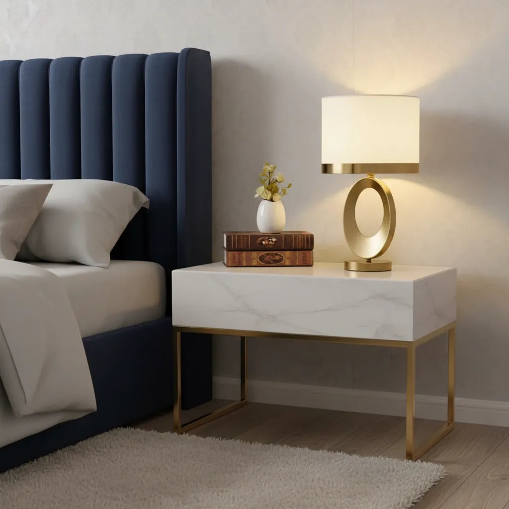 Lampe de Chevet Blanc et Doré