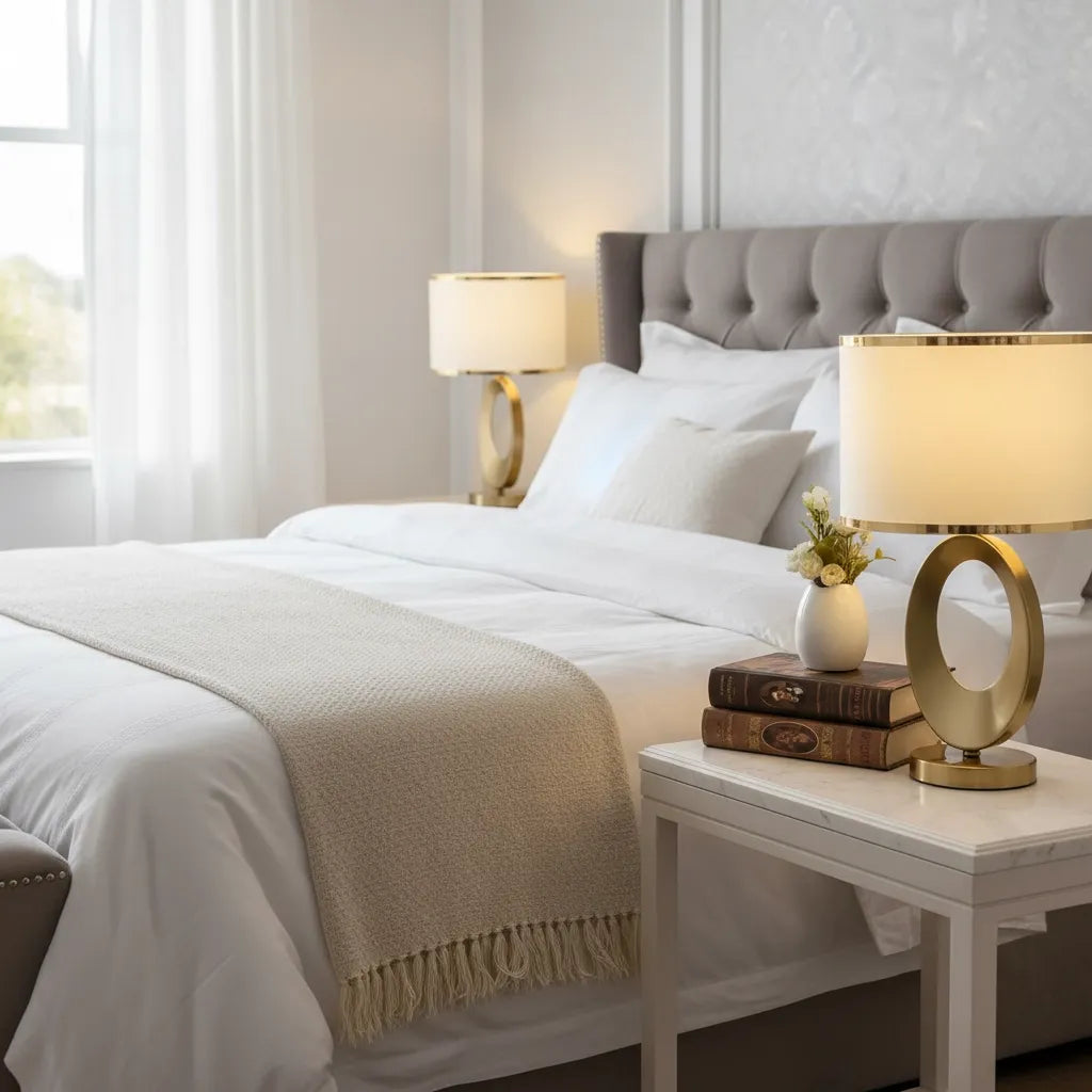 Lampe de Chevet Blanc et Doré