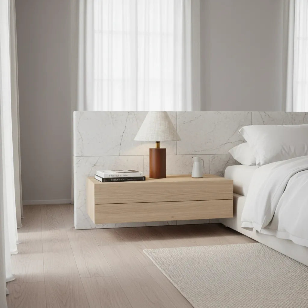 Lampe de Chevet Blanche et Bois