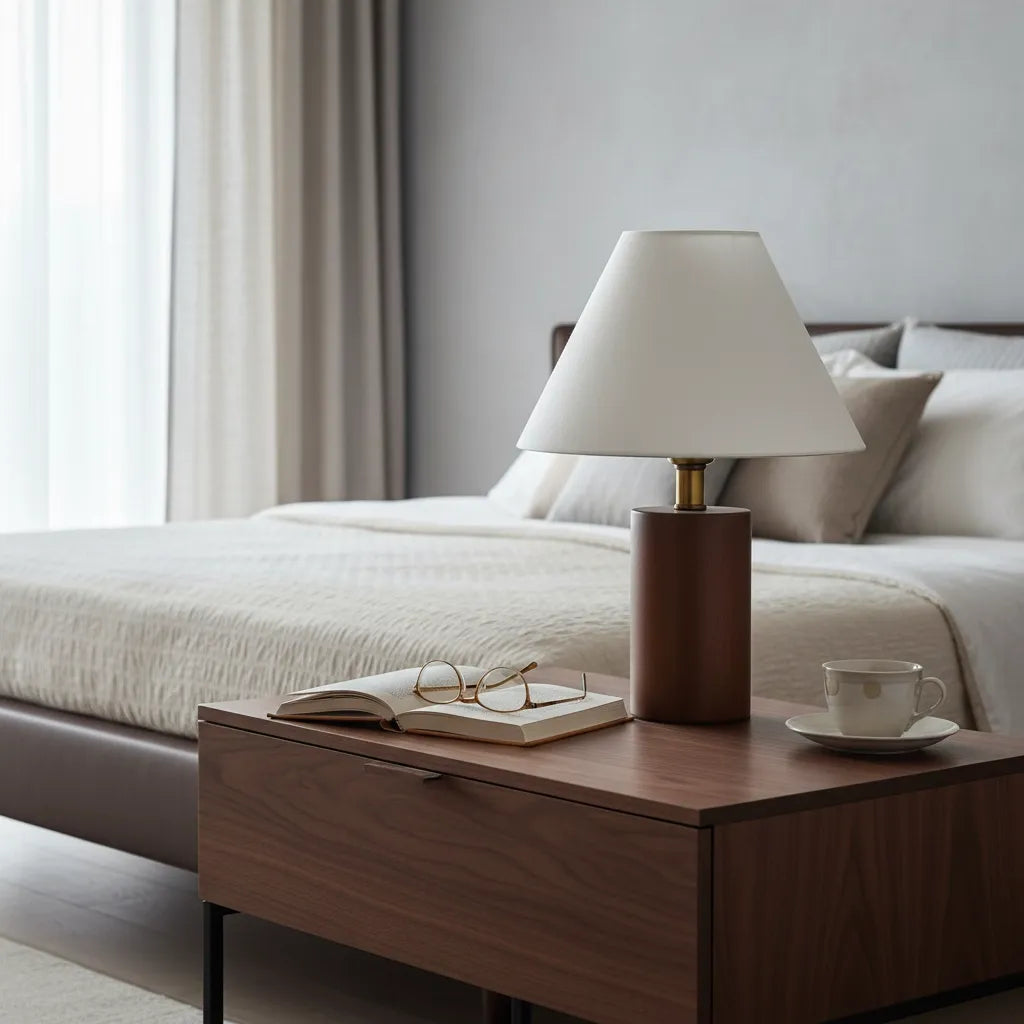 Lampe de Chevet Blanche et Bois