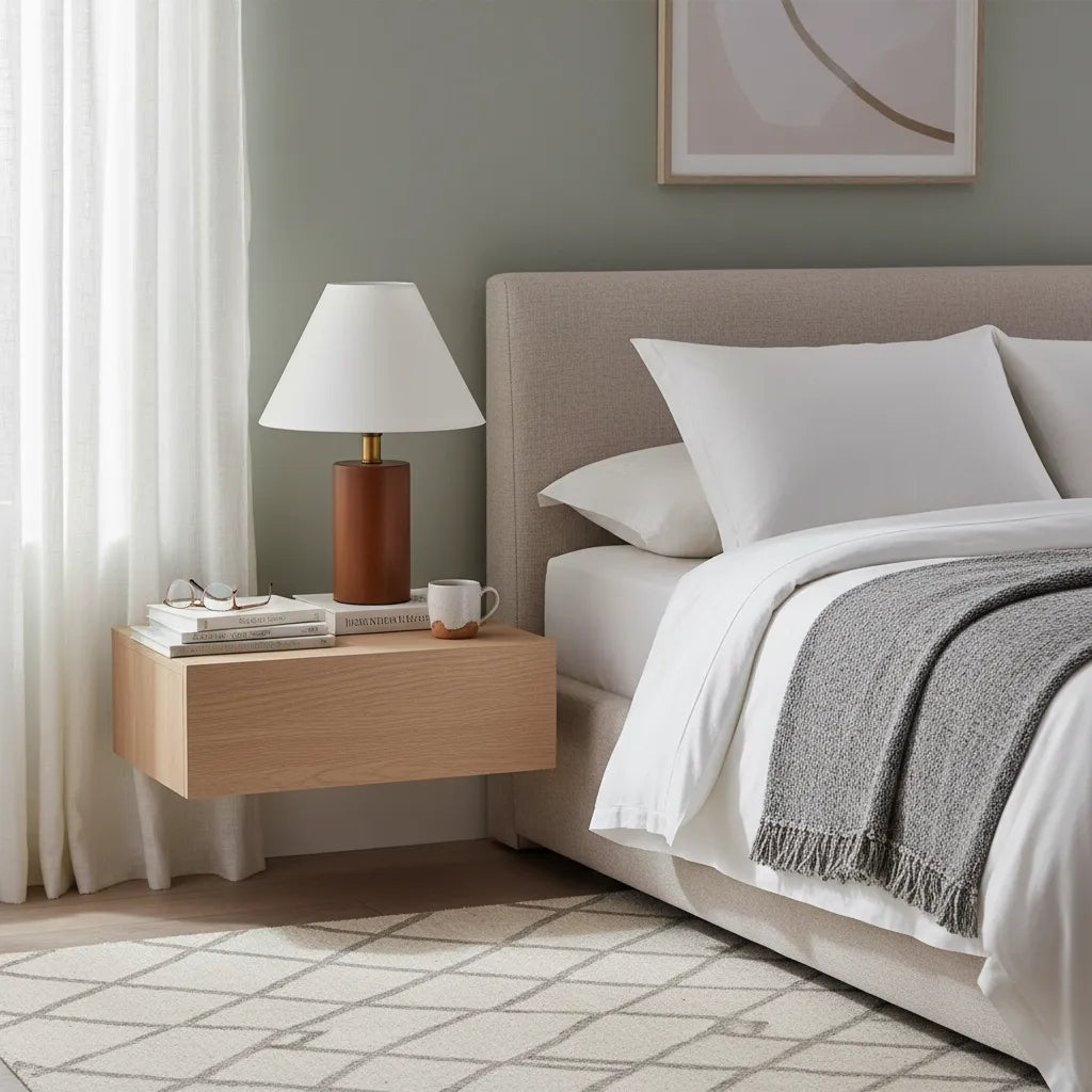 Lampe de Chevet Blanche et Bois