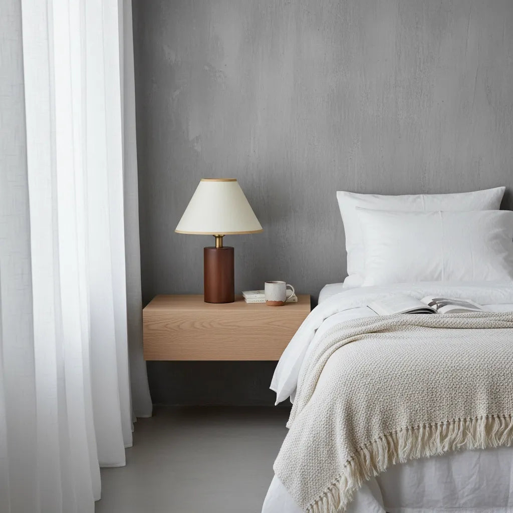 Lampe de Chevet Blanche et Bois