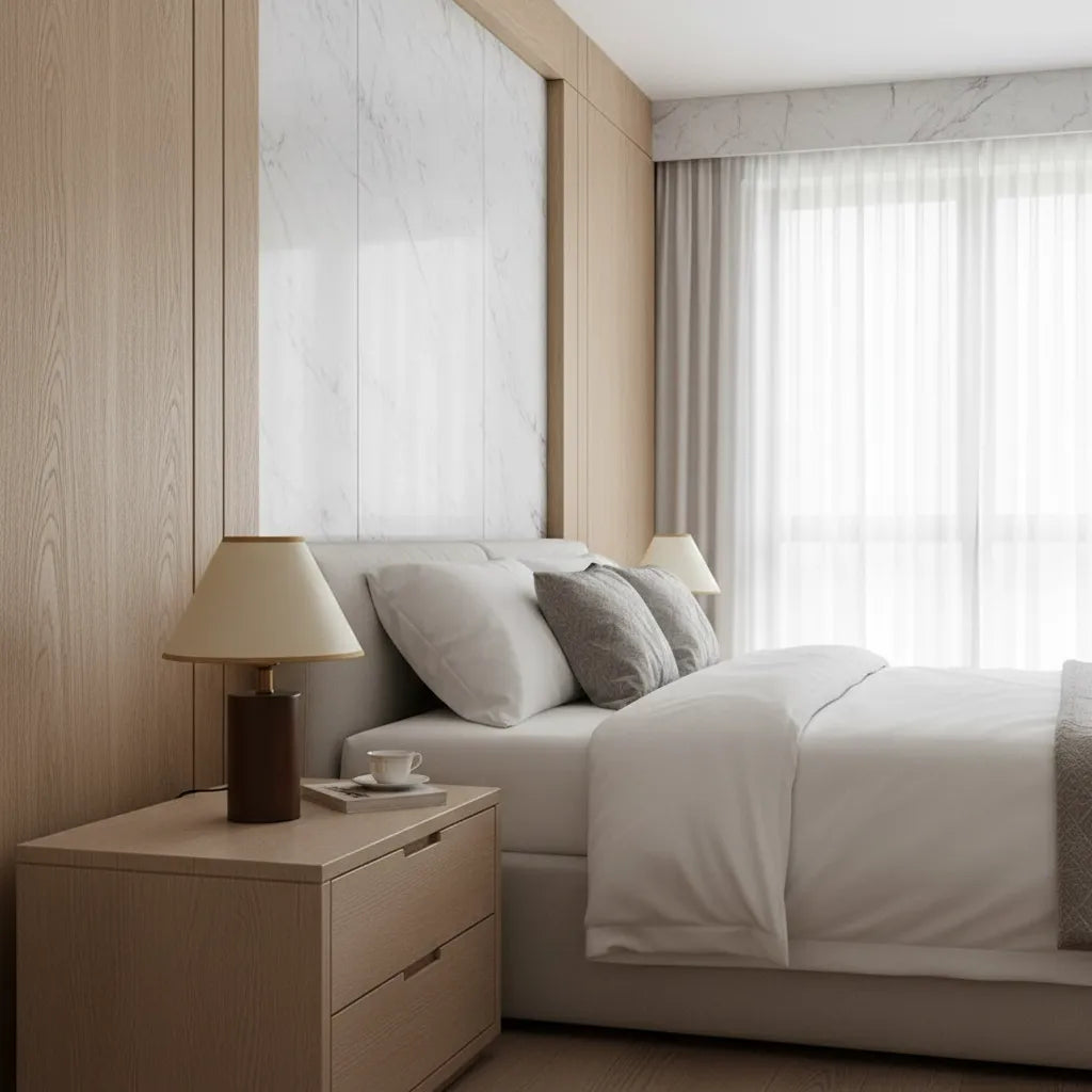 Lampe de Chevet Blanche et Bois