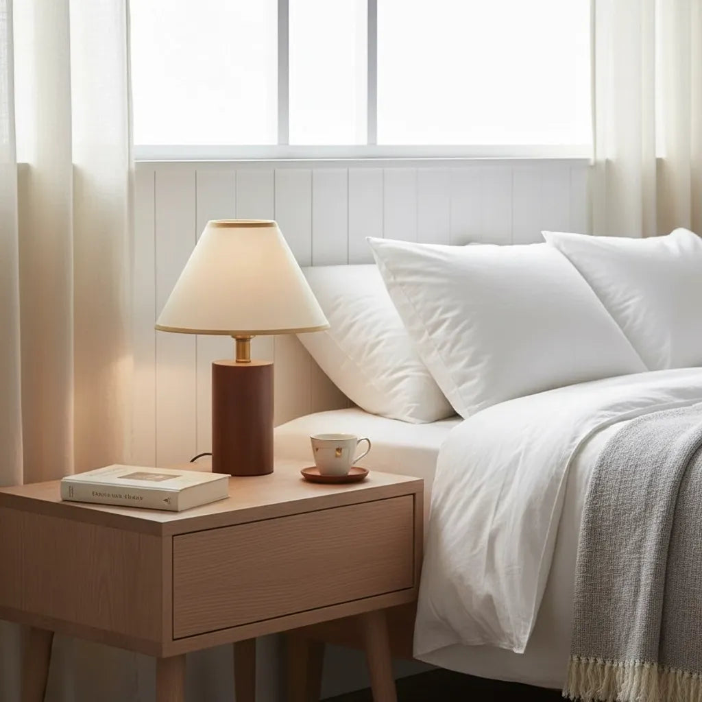 Lampe de Chevet Blanche et Bois