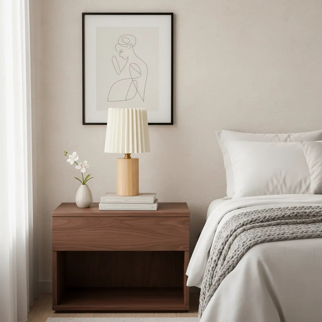 Lampe de Chevet Bois et Blanc