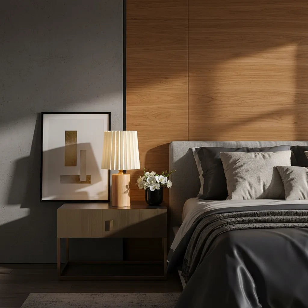 Lampe de Chevet Bois et Blanc