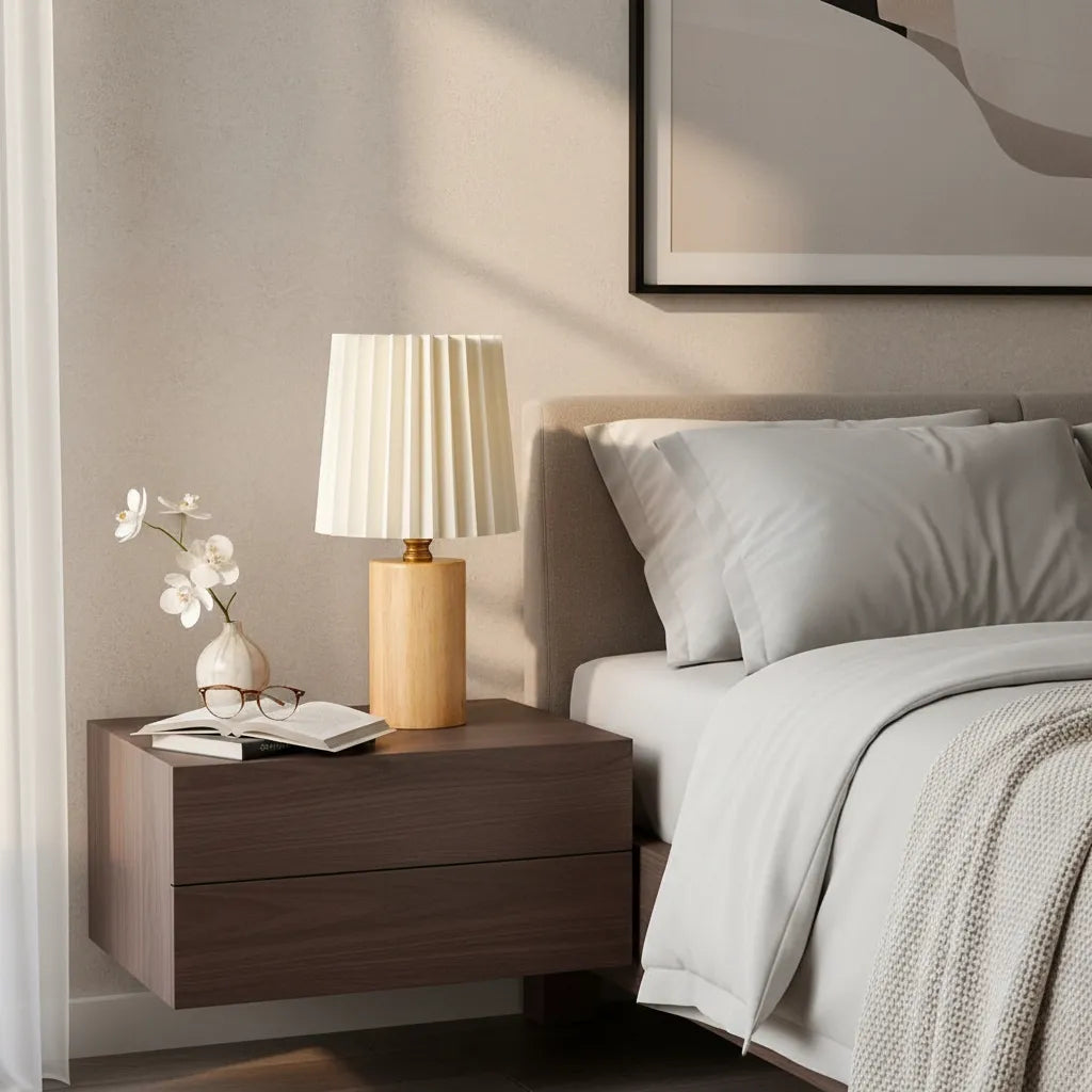 Lampe de Chevet Bois et Blanc