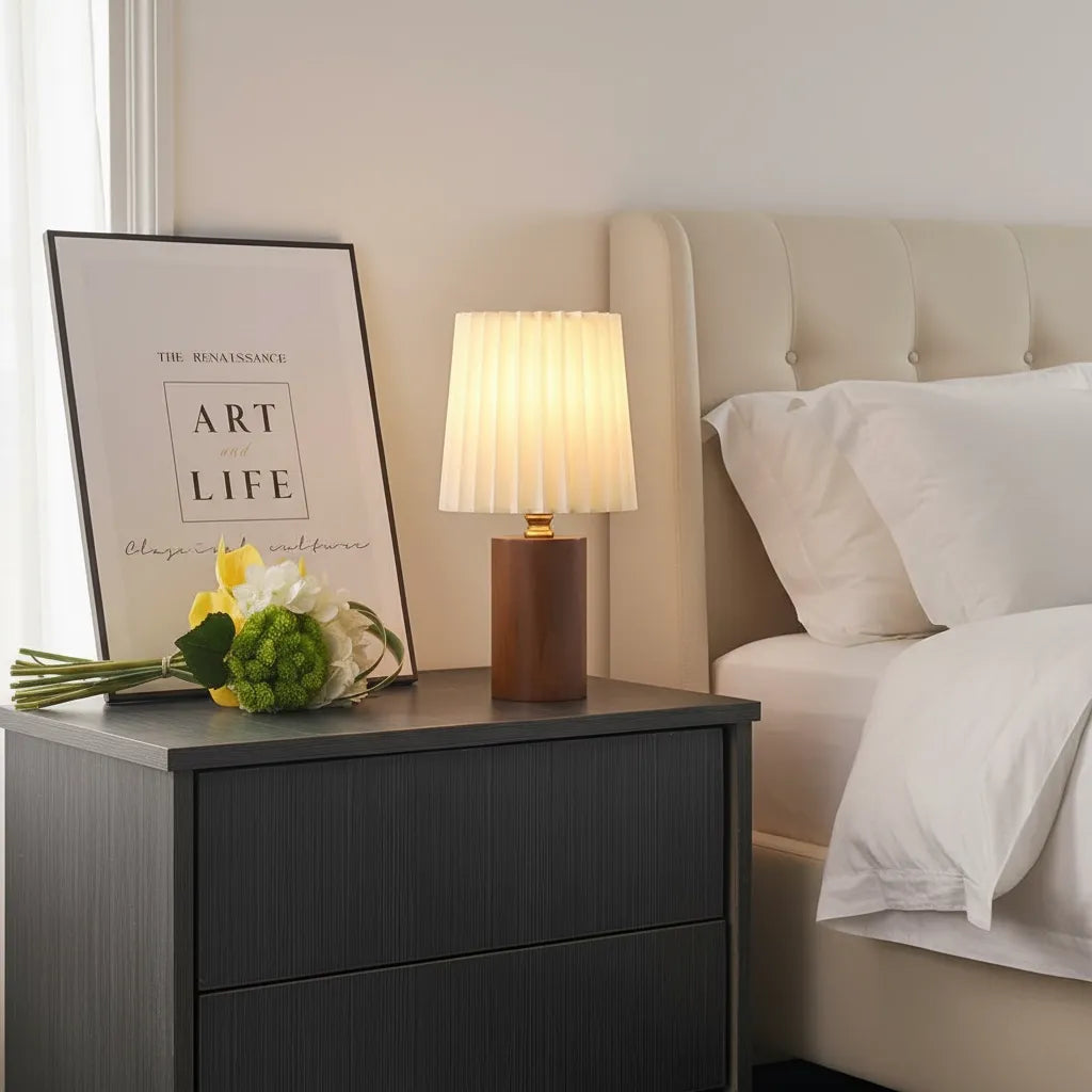 Lampe de Chevet Bois et Blanc