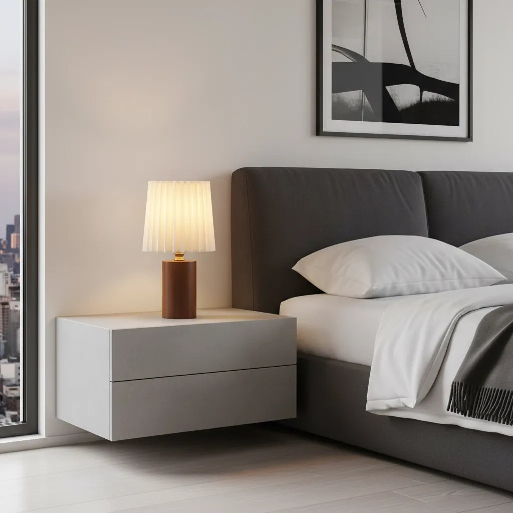 Lampe de Chevet Bois et Blanc