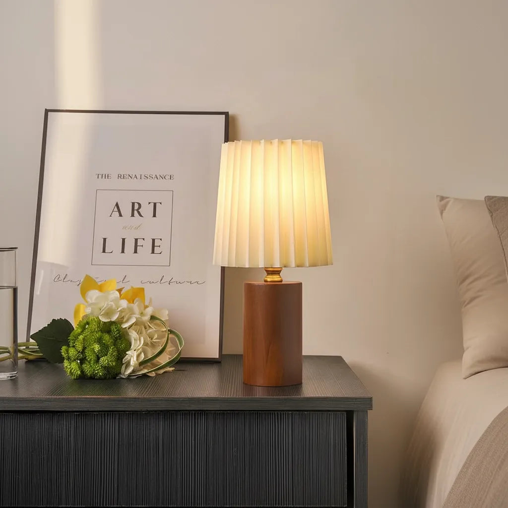 Lampe de Chevet Bois et Blanc