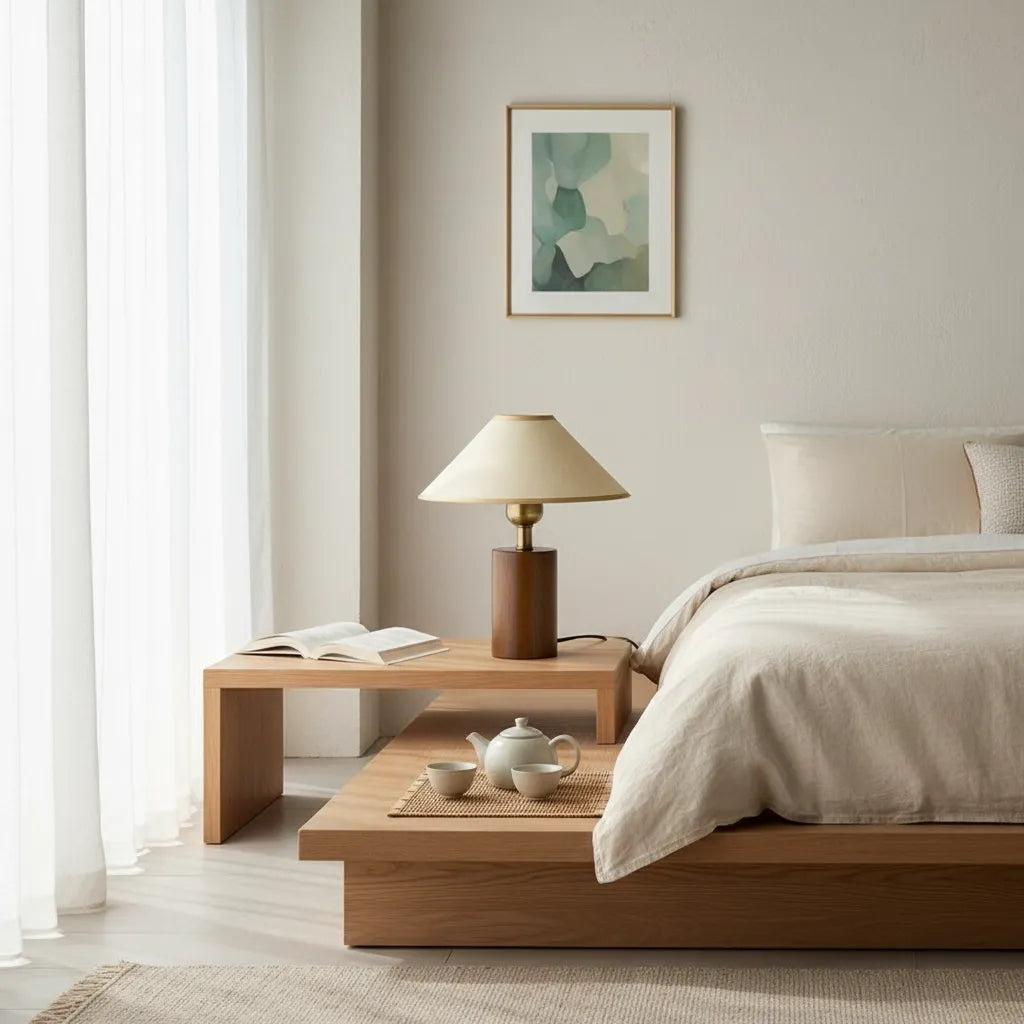 Lampe de Chevet Bois et Lin