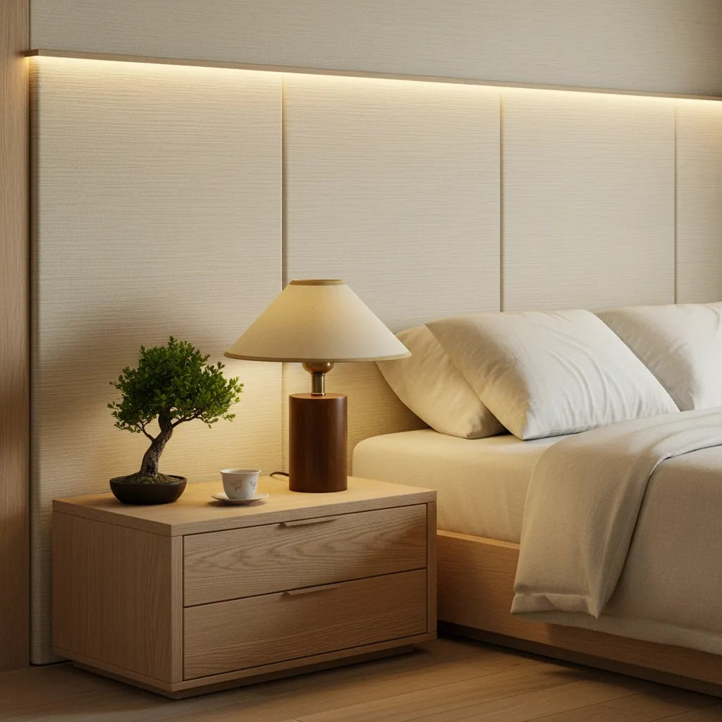 Lampe de Chevet Bois et Lin