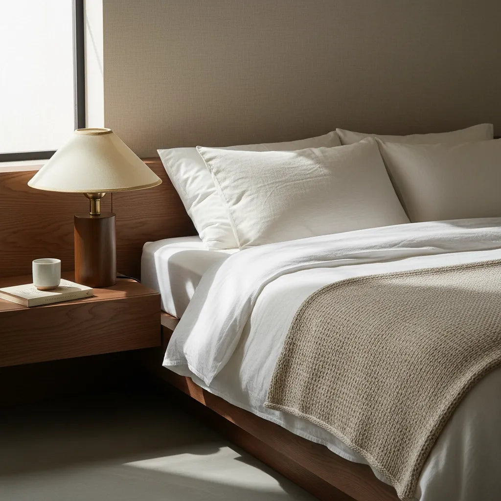 Lampe de Chevet Bois et Lin