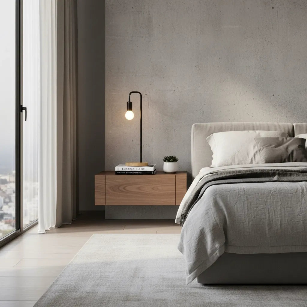 Lampe de Chevet Bois et Métal Noir