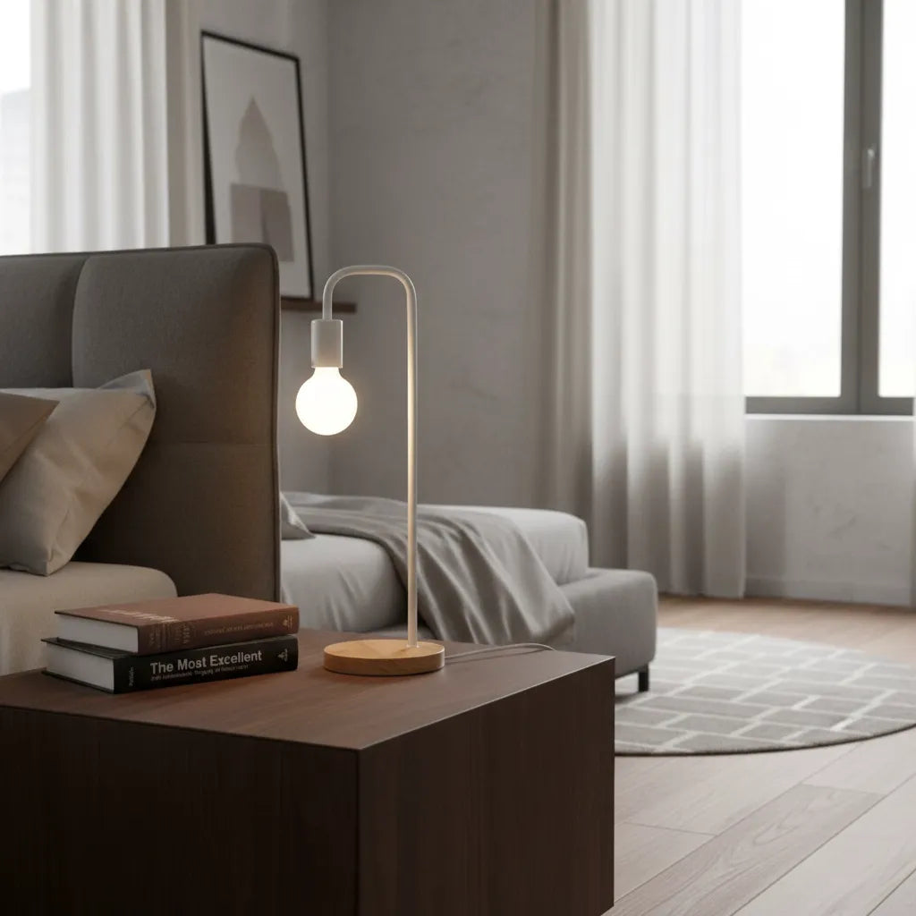 Lampe de Chevet Bois et Métal Noir