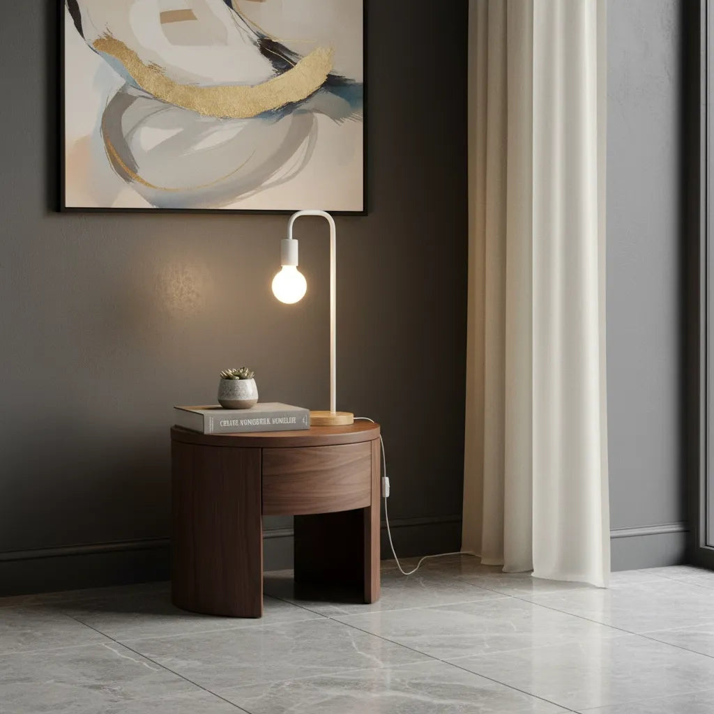 Lampe de Chevet Bois et Métal Noir