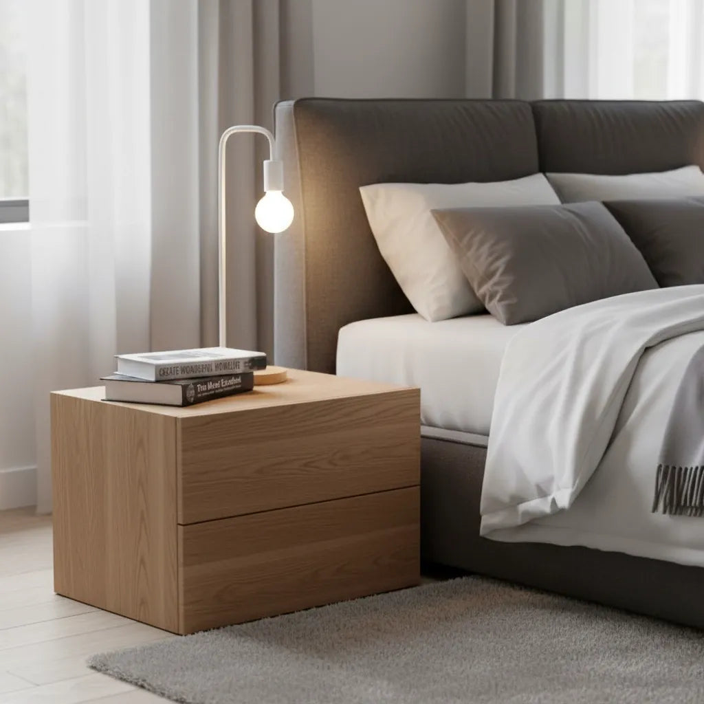 Lampe de Chevet Bois et Métal Noir