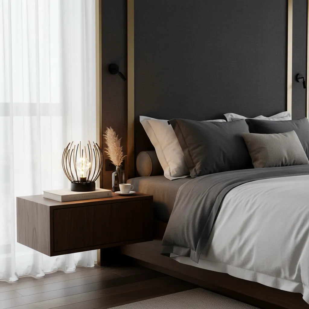 Lampe de Chevet en Métal Noir